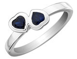 Lab-Created Blue Sapphire Double Heart Ring 1/2 Carat (ctw) in Sterling Silver